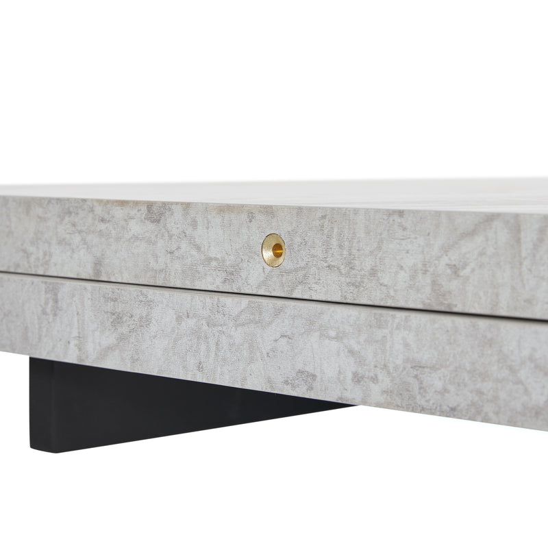 Table de Salle à Manger Extensible Noir et Gris Effet Marbre avec Pieds en Acier au Carbone (99-159cm) GHAKOX GREY