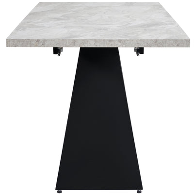 Table de Salle à Manger Extensible Noir et Gris Effet Marbre avec Pieds en Acier au Carbone (99-159cm) GHAKOX GREY