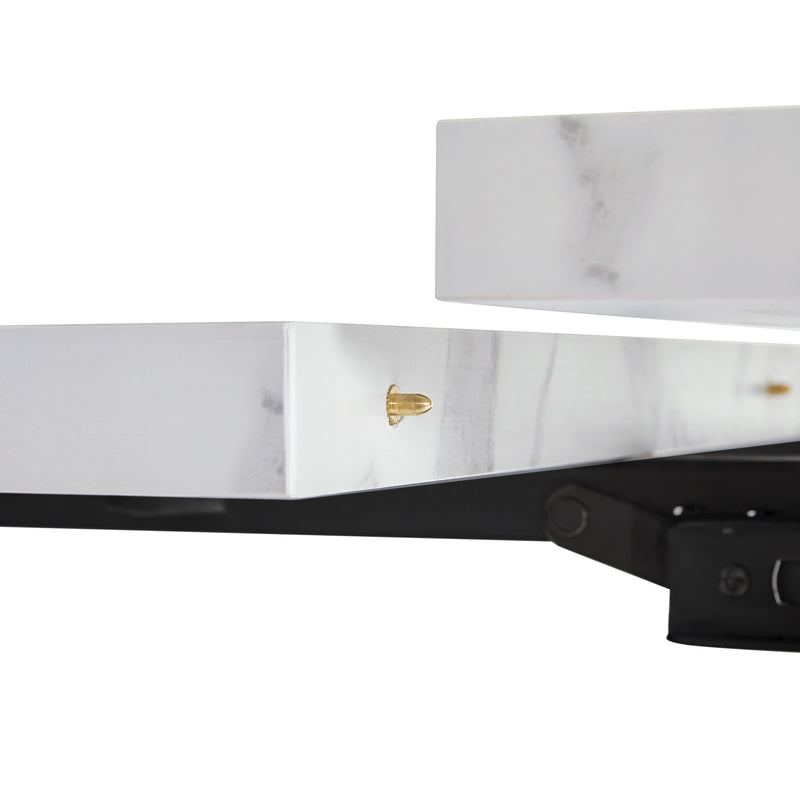 Table de Salle à Manger Extensible Blanche Effet Marbre avec Piètement Croisé et Rail Métallique (118-157cm)  GHAKOX WHITE