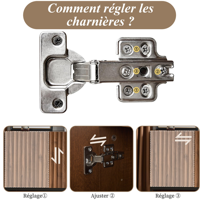 Buffet / Armoire de Rangement Mid-Century Moderne Effet Chêne Foncé avec Design Ondulé 3D, 3 Portes et Étagères Réglables (150x40x80cm) GHOSTS