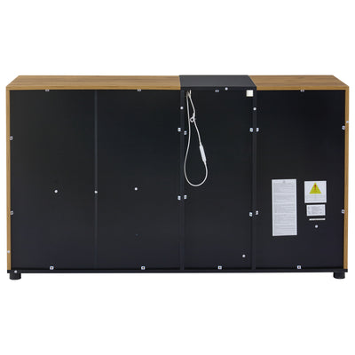 Buffet Contemporain Brun et Noir avec Éclairage LED Smart App, 3 Tiroirs, Porte Vitrée et Rangement Polyvalent GHURGAX