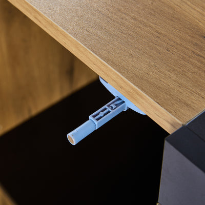 Buffet Contemporain Brun et Noir avec Éclairage LED Smart App, 3 Tiroirs, Porte Vitrée et Rangement Polyvalent GHURGAX