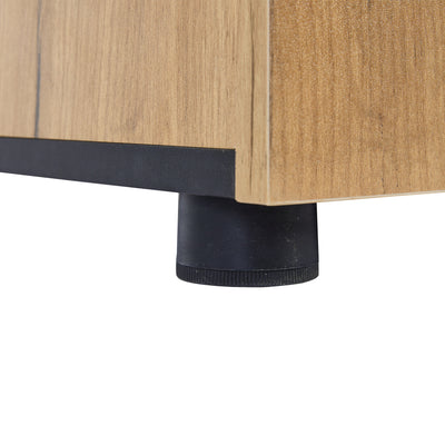 Buffet Contemporain Brun et Noir avec Éclairage LED Smart App, 3 Tiroirs, Porte Vitrée et Rangement Polyvalent GHURGAX