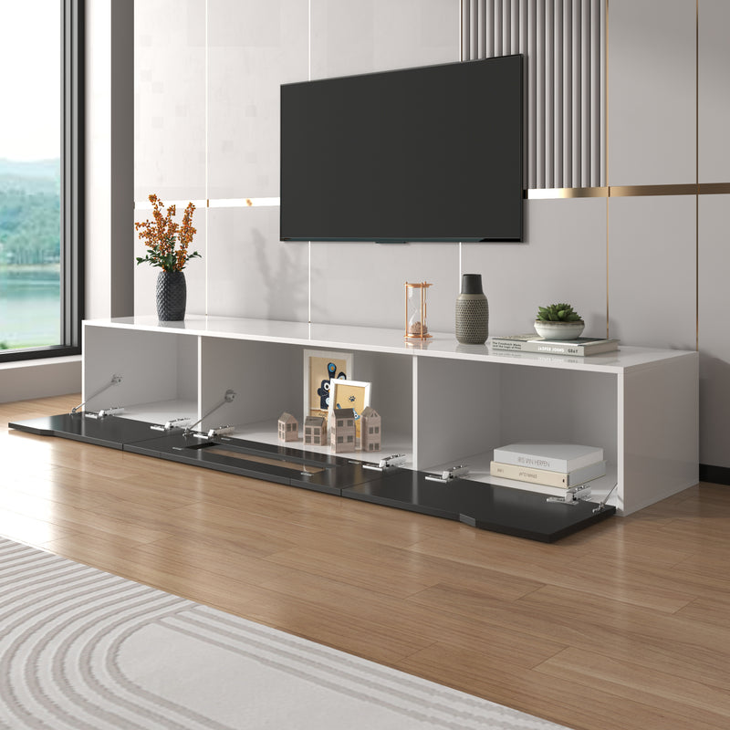 Meuble TV Mural Moderne Noir et Blanc avec Éclairage LED RGB GOKAINS