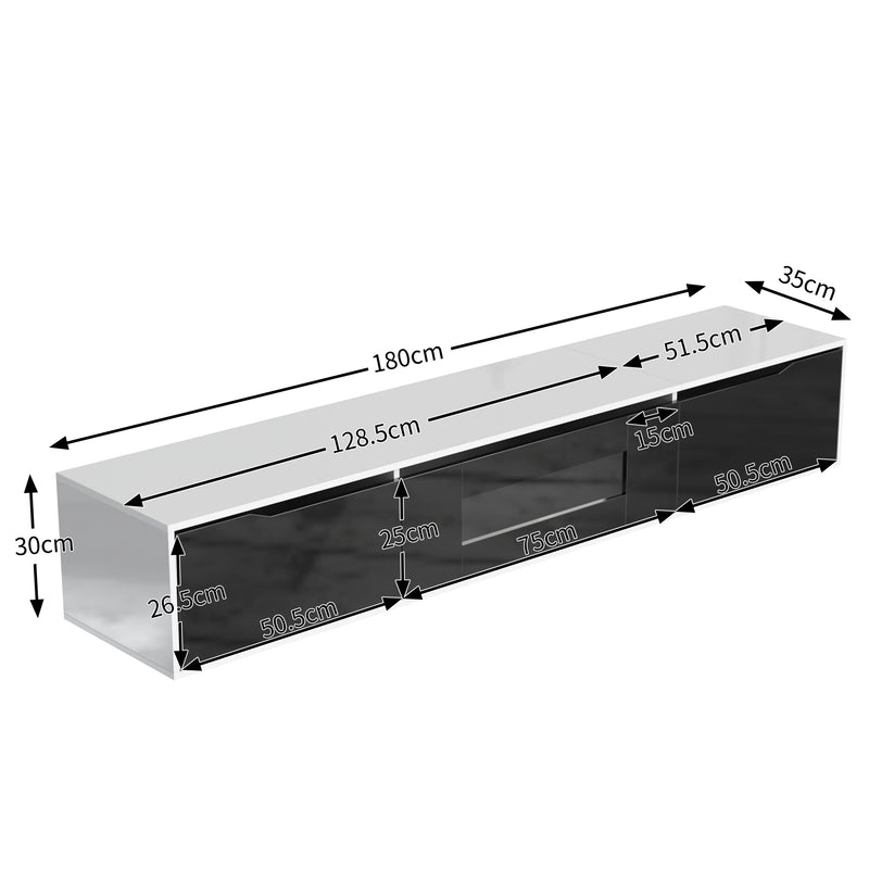 Meuble TV Mural Moderne Noir et Blanc avec Éclairage LED RGB GOKAINS