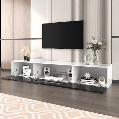 Meuble TV Mural Moderne Noir et Blanc avec Éclairage LED RGB GOKAINS