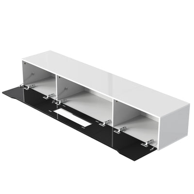 Meuble TV Mural Moderne Noir et Blanc avec Éclairage LED RGB GOKAINS