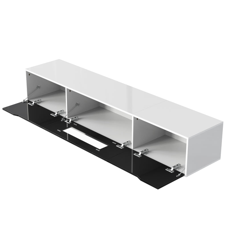 Meuble TV Mural Moderne Noir et Blanc avec Éclairage LED RGB GOKAINS
