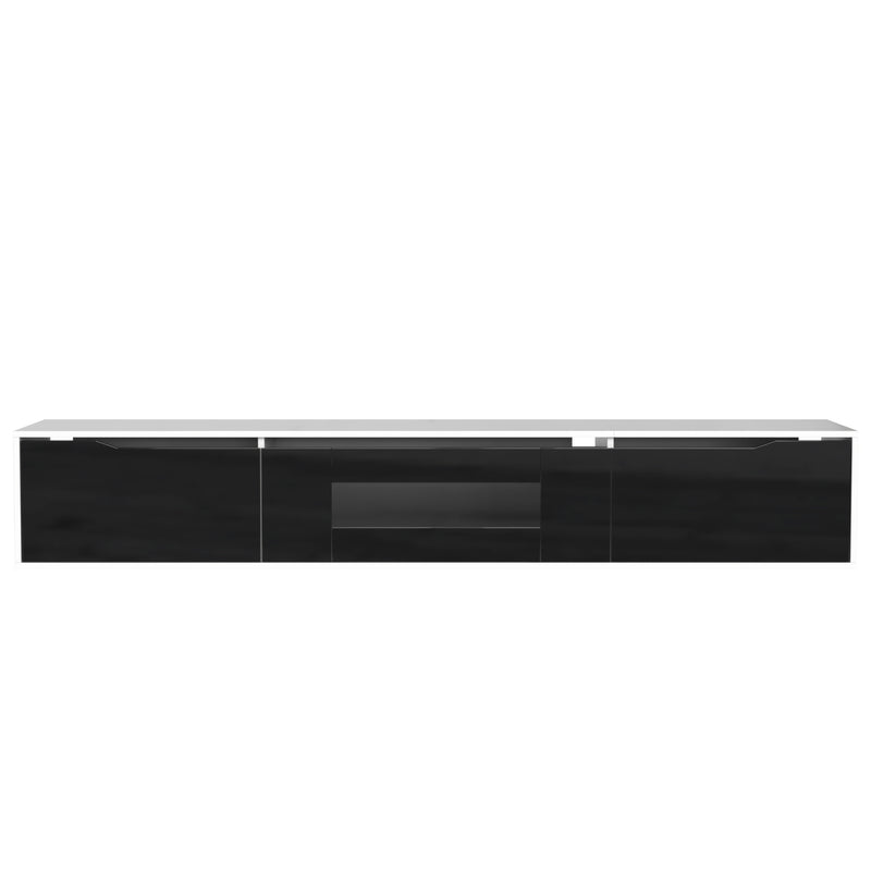 Meuble TV Mural Moderne Noir et Blanc avec Éclairage LED RGB GOKAINS