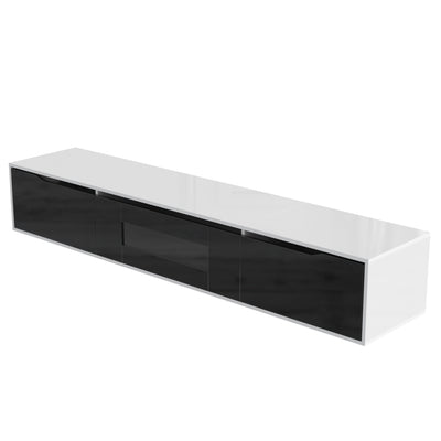 Meuble TV Mural Moderne Noir et Blanc avec Éclairage LED RGB GOKAINS