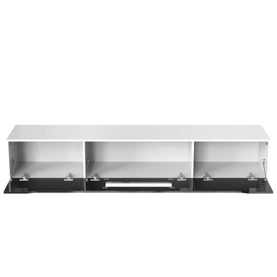 Meuble TV Mural Moderne Noir et Blanc avec Éclairage LED RGB GOKAINS