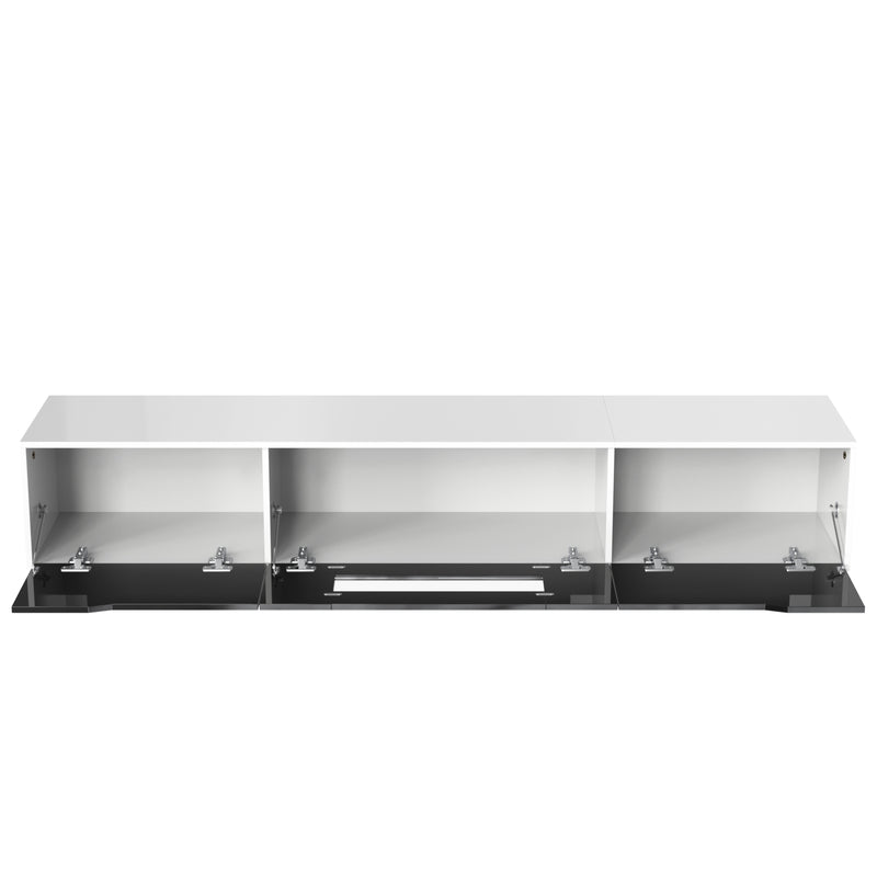 Meuble TV Mural Moderne Noir et Blanc avec Éclairage LED RGB GOKAINS