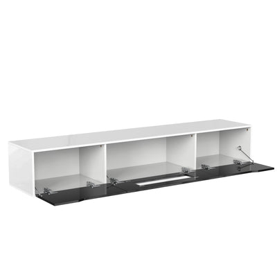 Meuble TV Mural Moderne Noir et Blanc avec Éclairage LED RGB GOKAINS