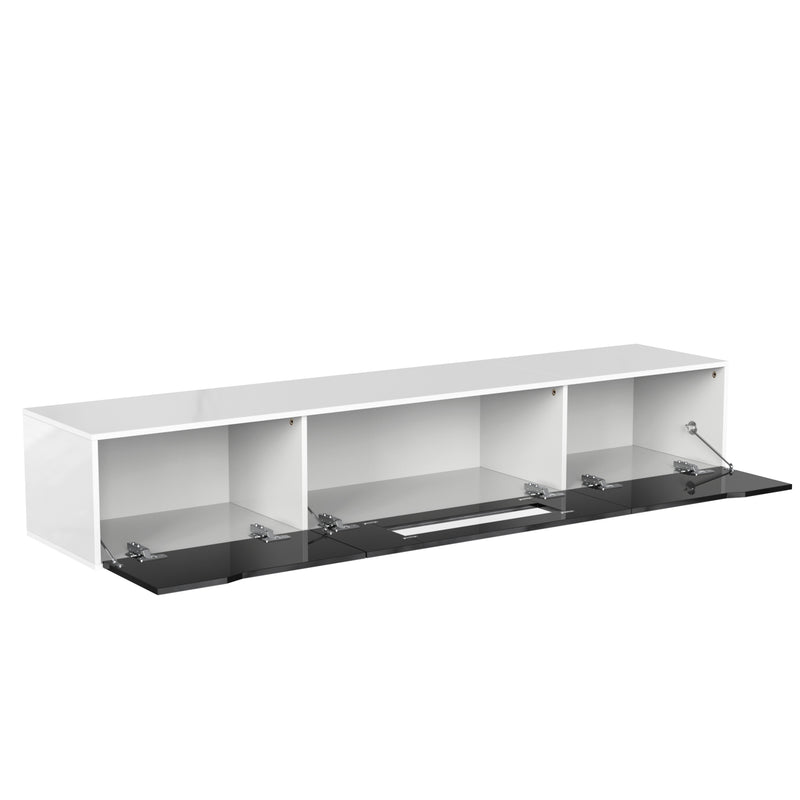 Meuble TV Mural Moderne Noir et Blanc avec Éclairage LED RGB GOKAINS