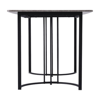 Table de Salle à Manger Rectangulaire Grise Effet Marbre avec Piètement Métallique Ajustable (140x80x75cm) GRALDIDS