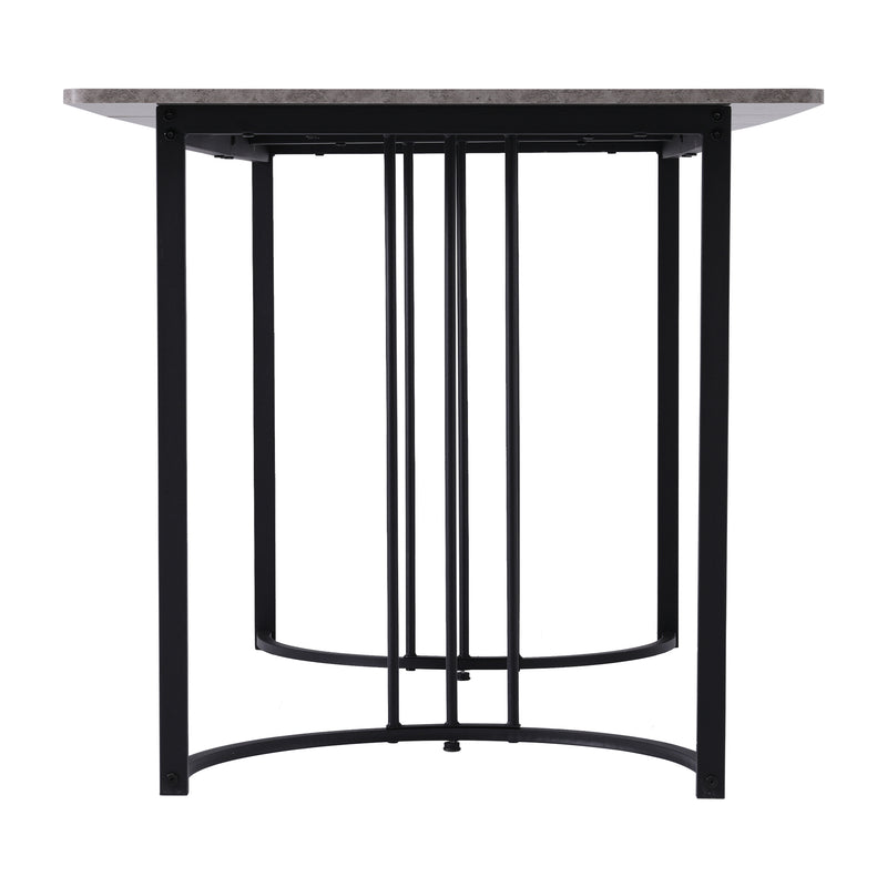 Table de Salle à Manger Rectangulaire Grise Effet Marbre avec Piètement Métallique Ajustable (140x80x75cm) GRALDIDS