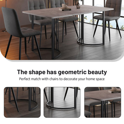 Table de Salle à Manger Rectangulaire Grise Effet Marbre avec Piètement Métallique Ajustable (140x80x75cm) GRALDIDS