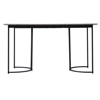 Table de Salle à Manger Rectangulaire Grise Effet Marbre avec Piètement Métallique Ajustable (140x80x75cm) GRALDIDS