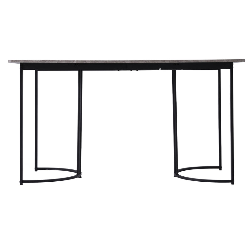 Table de Salle à Manger Rectangulaire Grise Effet Marbre avec Piètement Métallique Ajustable (140x80x75cm) GRALDIDS
