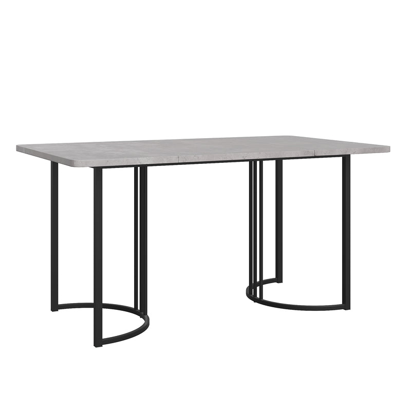 Table de Salle à Manger Rectangulaire Grise Effet Marbre avec Piètement Métallique Ajustable (140x80x75cm) GRALDIDS