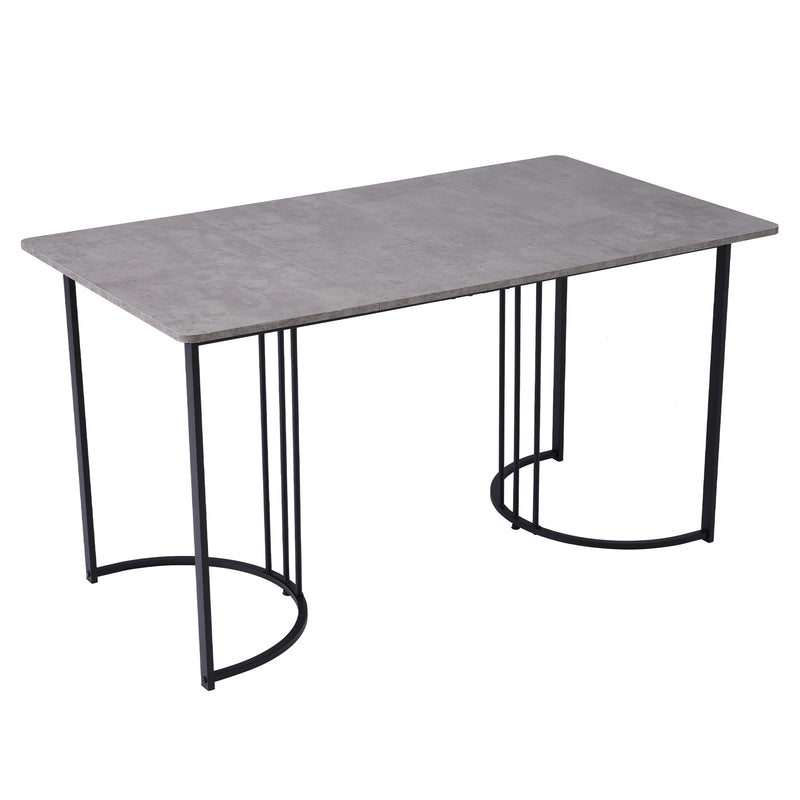 Table de Salle à Manger Rectangulaire Grise Effet Marbre avec Piètement Métallique Ajustable (140x80x75cm) GRALDIDS