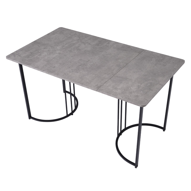 Table de Salle à Manger Rectangulaire Grise Effet Marbre avec Piètement Métallique Ajustable (140x80x75cm) GRALDIDS