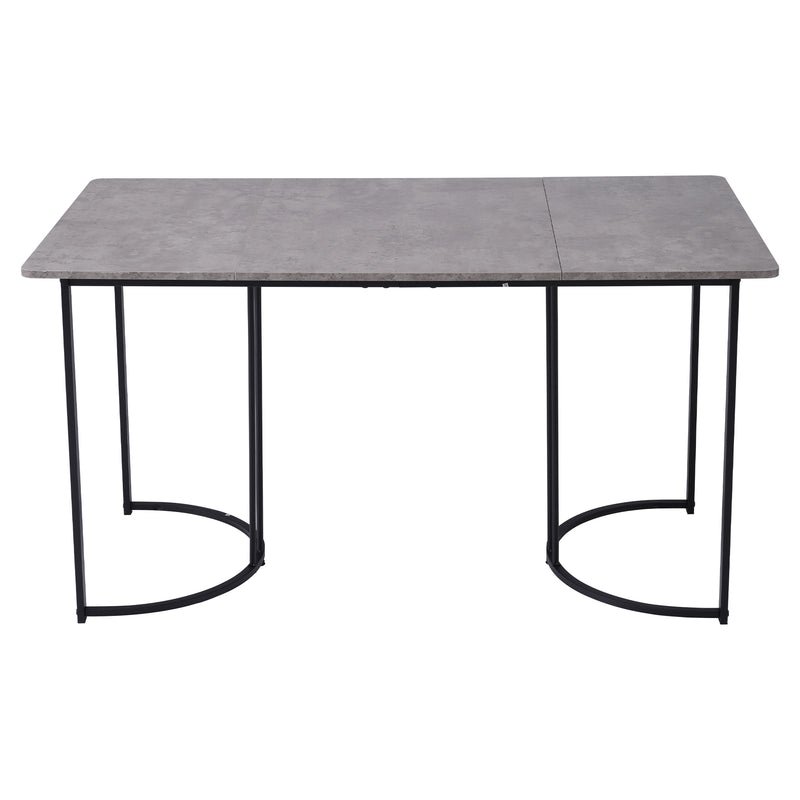 Table de Salle à Manger Rectangulaire Grise Effet Marbre avec Piètement Métallique Ajustable (140x80x75cm) GRALDIDS