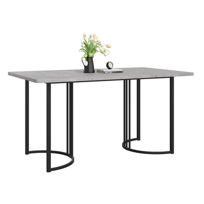 Table de Salle à Manger Rectangulaire Grise Effet Marbre avec Piètement Métallique Ajustable (140x80x75cm) GRALDIDS