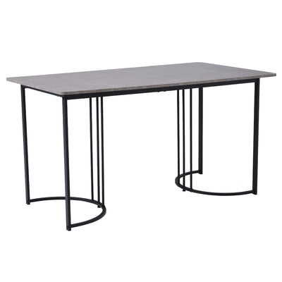 Table de Salle à Manger Rectangulaire Grise Effet Marbre avec Piètement Métallique Ajustable (140x80x75cm) GRALDIDS