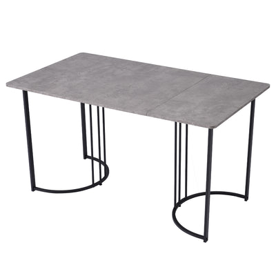 Table de Salle à Manger Rectangulaire Grise Effet Marbre avec Piètement Métallique Ajustable (140x80x75cm) GRALDIDS
