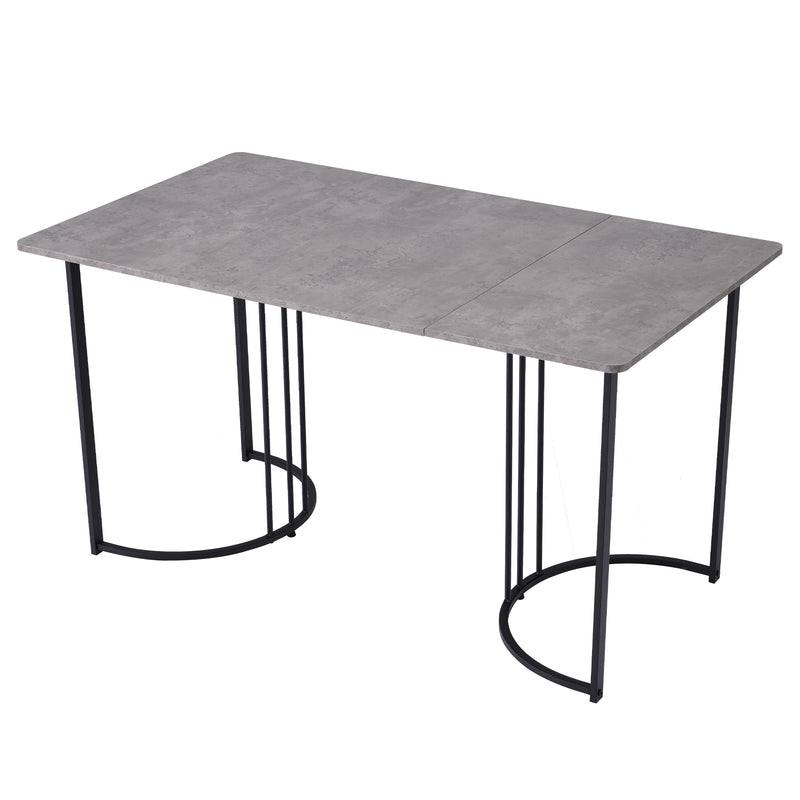 Table de Salle à Manger Rectangulaire Grise Effet Marbre avec Piètement Métallique Ajustable (140x80x75cm) GRALDIDS