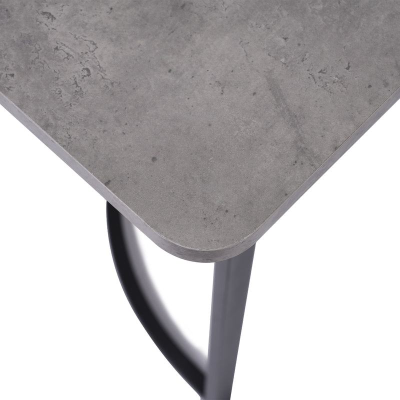 Table de Salle à Manger Rectangulaire Grise Effet Marbre avec Piètement Métallique Ajustable (140x80x75cm) GRALDIDS