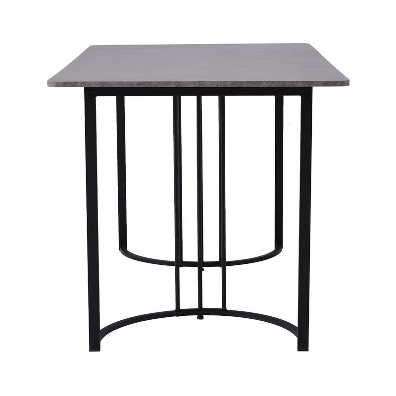 Table de Salle à Manger Rectangulaire Grise Effet Marbre avec Piètement Métallique Ajustable (140x80x75cm) GRALDIDS