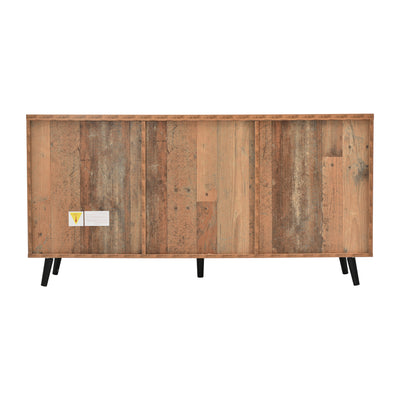 Buffet / Meuble TV Vintage Marron Vieilli avec 3 Tiroirs et Étagères Amovibles (140x35x70cm) GRANCUK