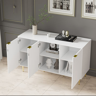 Table Basse Élégante Dorée et Blanche avec Plateau Effet Marbre GRIGAETS