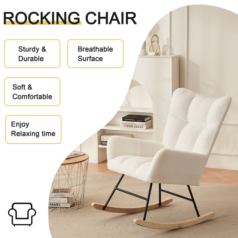 Fauteuil à Bascule Moderne Blanc - Confort Ergonomique et Design Minimaliste HOCA WHITE