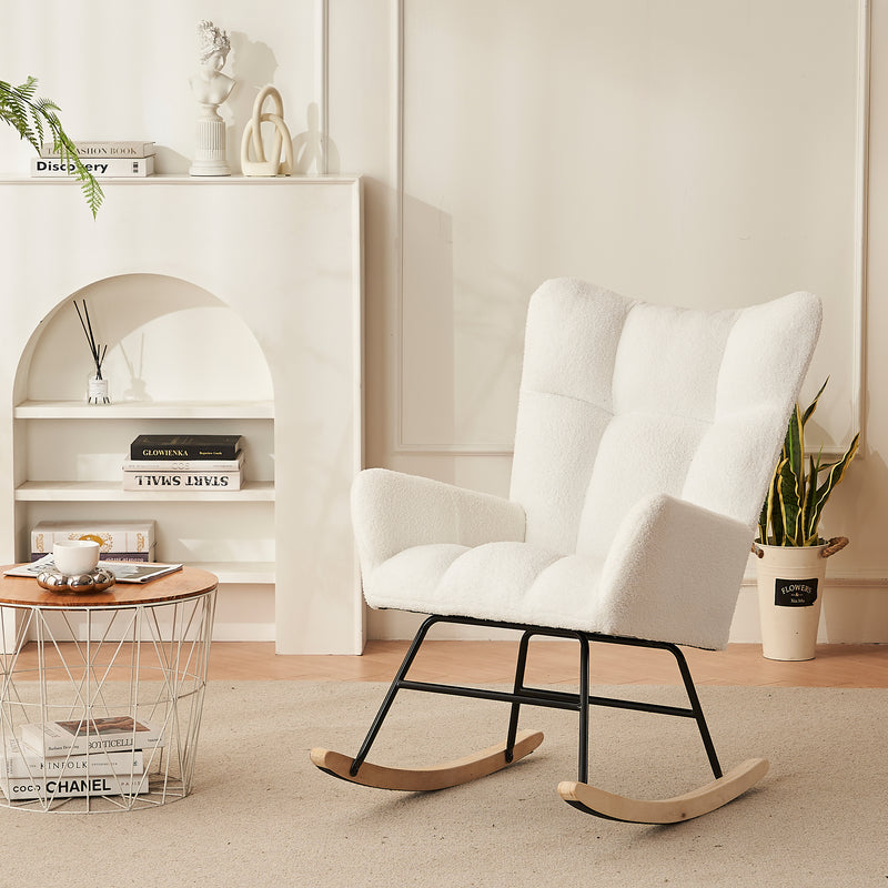 Fauteuil à Bascule Moderne Blanc - Confort Ergonomique et Design Minimaliste HOCA WHITE