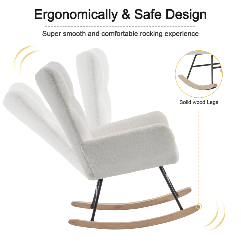 Fauteuil à Bascule Moderne Blanc - Confort Ergonomique et Design Minimaliste HOCA WHITE