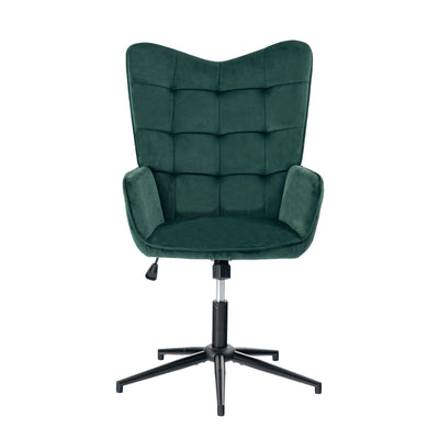 Scandinavian office chair with armrests, 360°, in green velvet IRIS SMALL VELVET GREEN