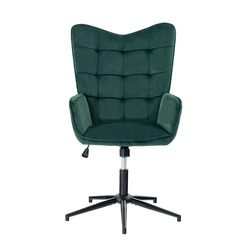 Scandinavian office chair with armrests, 360°, in green velvet IRIS SMALL VELVET GREEN