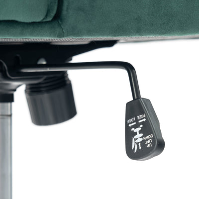 Scandinavian office chair with armrests, 360°, in green velvet IRIS SMALL VELVET GREEN