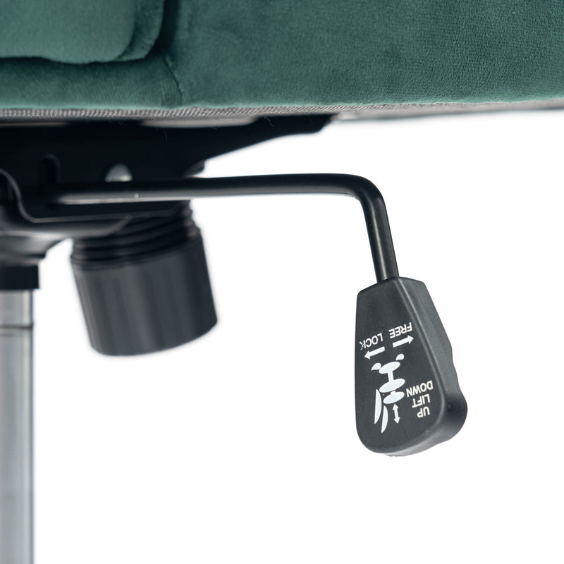 Scandinavian office chair with armrests, 360°, in green velvet IRIS SMALL VELVET GREEN