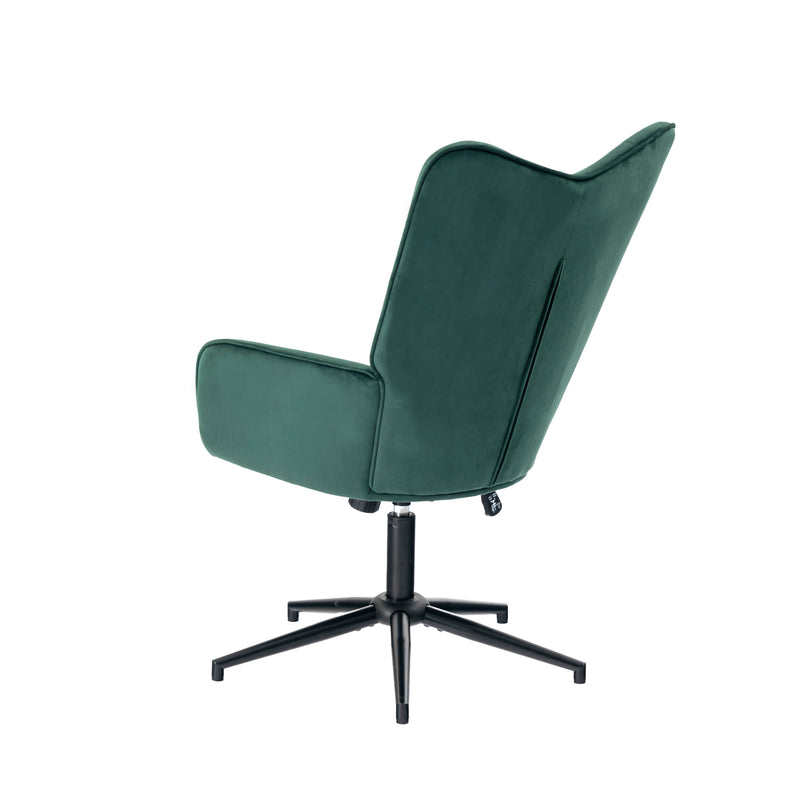 Scandinavian office chair with armrests, 360°, in green velvet IRIS SMALL VELVET GREEN