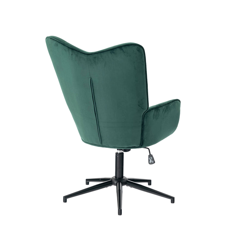 Scandinavian office chair with armrests, 360°, in green velvet IRIS SMALL VELVET GREEN