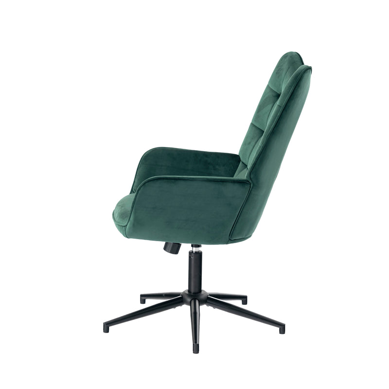 Scandinavian office chair with armrests, 360°, in green velvet IRIS SMALL VELVET GREEN