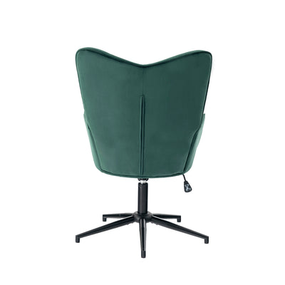Scandinavian office chair with armrests, 360°, in green velvet IRIS SMALL VELVET GREEN