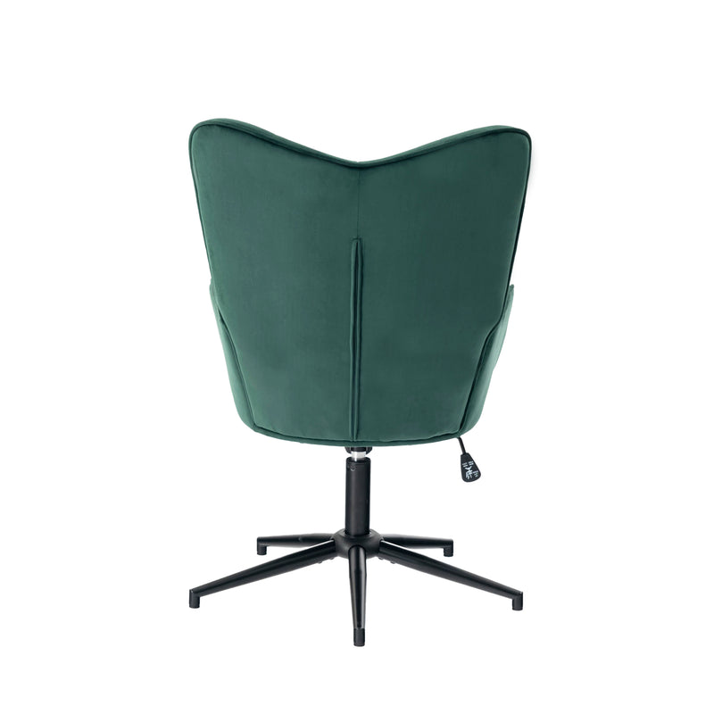 Scandinavian office chair with armrests, 360°, in green velvet IRIS SMALL VELVET GREEN