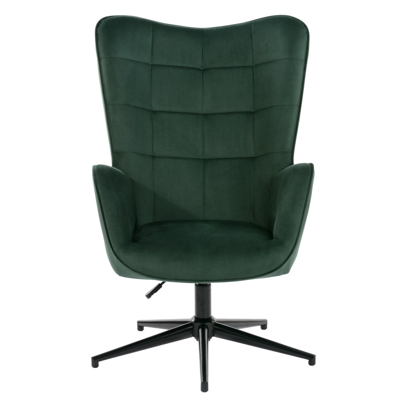 Scandinavian office chair with armrests, 360°, in green velvet IRIS VELVET GREEN BLACK LEG