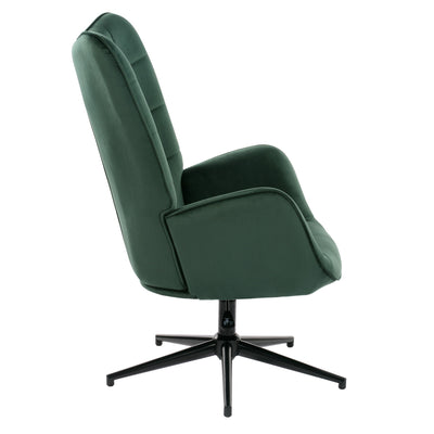 Scandinavian office chair with armrests, 360°, in green velvet IRIS VELVET GREEN BLACK LEG