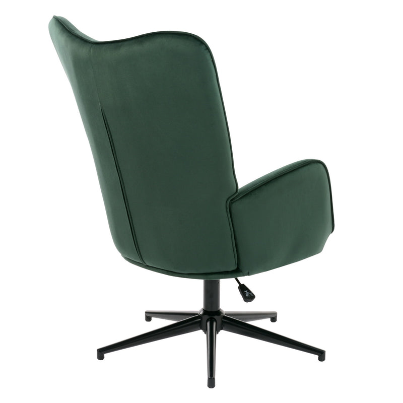 Scandinavian office chair with armrests, 360°, in green velvet IRIS VELVET GREEN BLACK LEG